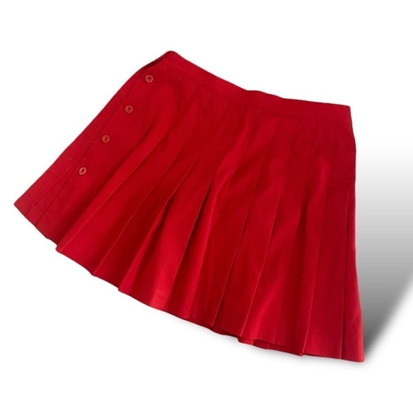 PRINCE Sportswear Pleated Mini Skirt Side 5 Buttons Pickleball Size 12 Red EUC - Picture 3 of 7